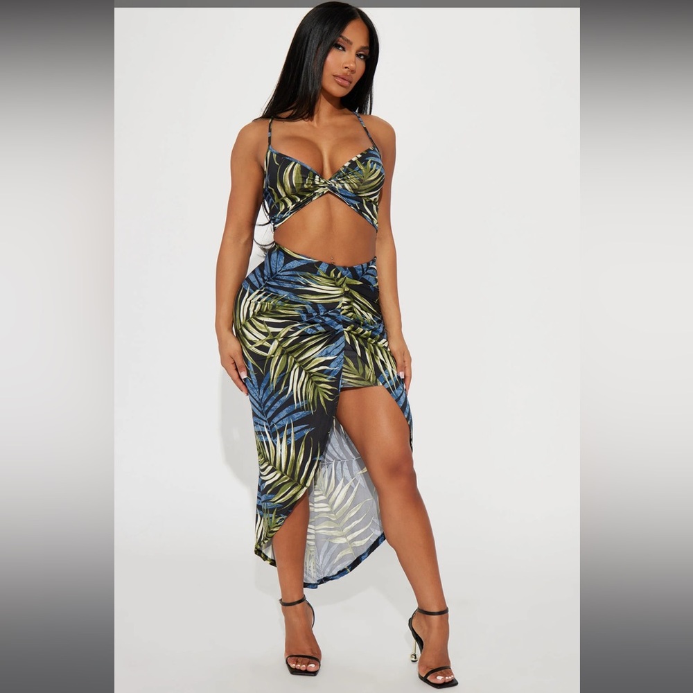 Tropical Again Skirt Set - Black/combo